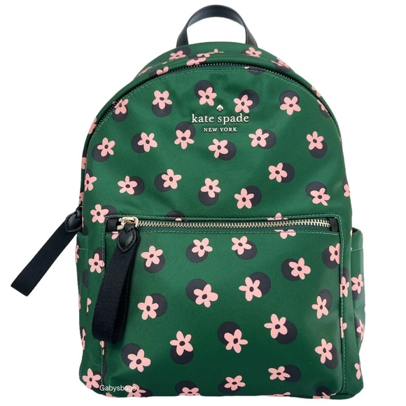 Kate Spade Chelsea Little Better Nylon Backpack Bico Green Multi Daisy Flowers - Picture 2 of 6